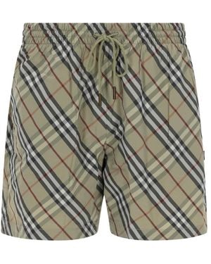Burberry Check Swim Shorts - Gray