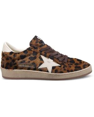 Golden Goose Leopard Print Ball Star Sneakers - Brown