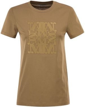 Max Mara Mxmgiovane T-Shirt mit Monogramm-Logo - Natur