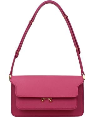 Marni Fuchsia Leather Shoulder Bags - Pink