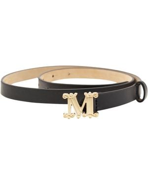 Max Mara Mgraziata15 Monogramm Ledergürtel - Weiß