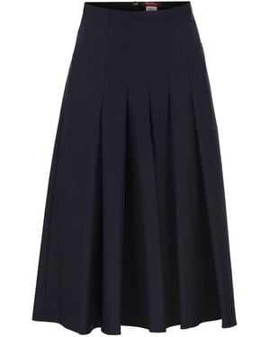Max Mara Mstvolume Cotton Pleated Skirt - Blue
