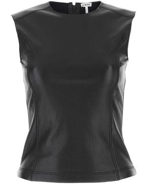 Loewe Leather And Fabric Top - Black
