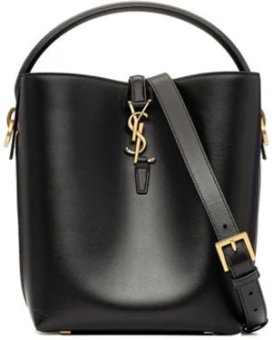 Saint Laurent Le 37 Leder mittelgroßer Eimerbeutel - Schwarz