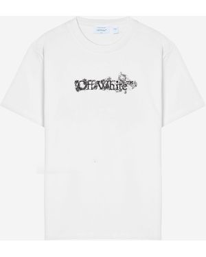 Off-White c/o Virgil Abloh T-Shirt aus cremefarbener Baumwolle mit Logo - Weiß