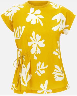 Marella Floral Cotton T Shirt - Yellow