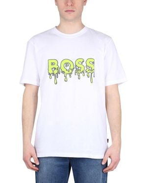 BOSS Logo Print T Shirt - White