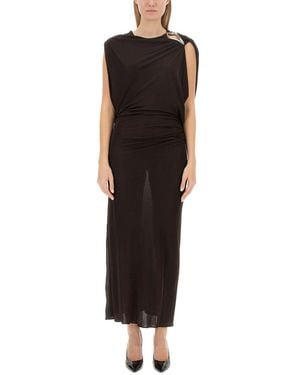 Lanvin Draped Evening Dress With Unique Shoulder Detail - Black