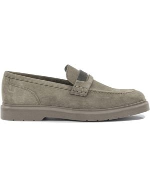 Brunello Cucinelli Suede Loafers With Charm - Grey