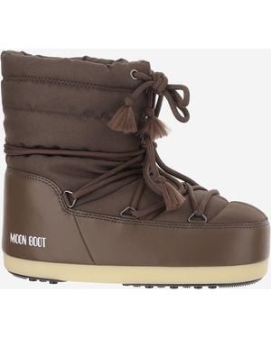 Moon Boot Nylon Ankle Boots With Laces - Brown