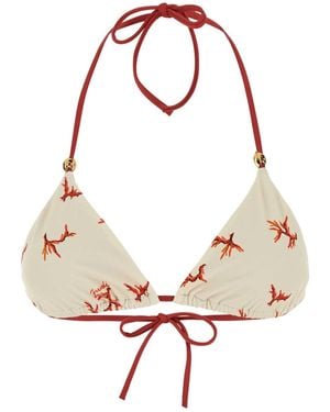 Fendi Coral Print Bikini Top - White