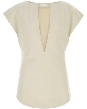 Entire studios Sand Stretch Polyester Blend Deep Vee Tank Top - White