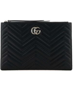Gucci Zwart Leer Grote GG Marmont Koppeling