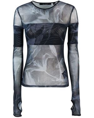 Daily Paper Top Floral Mesh Negro - Azul