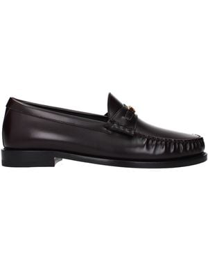Celine Triomphe Moccasins/Burgundy Leather - Black