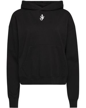JW Anderson Cropped Hoodie With Subtle Branding And Rela - Schwarz