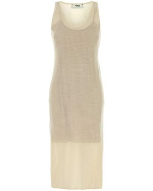Fendi Mesh Silk Dress - White