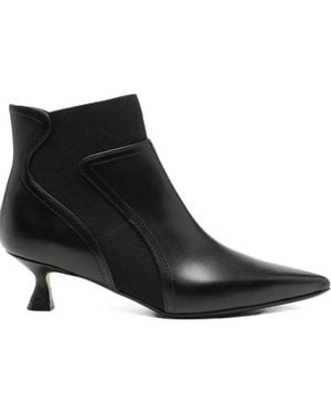 Anna F. Leather Ankle Boots - Black