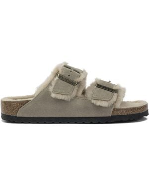 Birkenstock "Arizona Shearling" Sandalen - Grau
