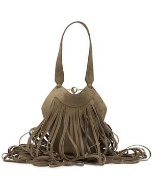 KHAITE "Nano Lotus Fringe" Small Shoulder Bag - Natural