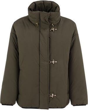 Fay Padded Nylon Jacket With Hooks - Green