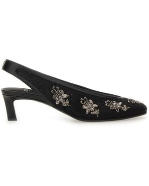 Fendi Slingback With Embroidery - Black