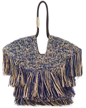 Zimmermann Goldentime Medium Fringe Tote - Blue