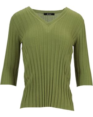 LA ROSE Cuello En V Cash/Seda Verde