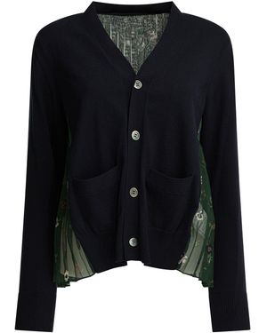 Sacai Cardigan mit Blumendruck - Schwarz