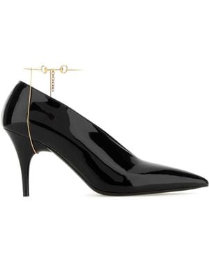 Gucci Leather Décolletté Court Shoes With Jewel - Black