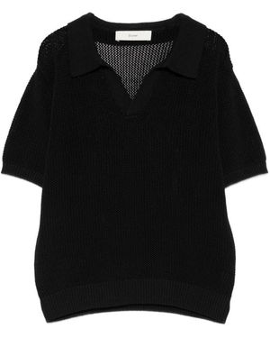 DUNST Katoenen En Linnen Poloshirt - Zwart