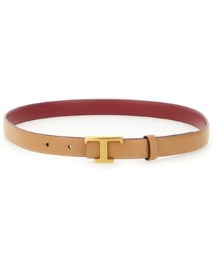 Tod's Reversible T Timeless Belt - Natural