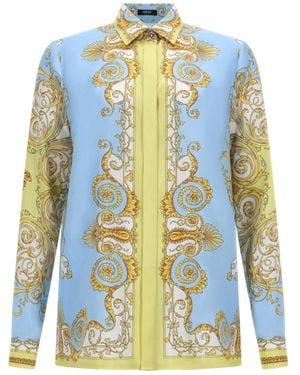 Versace "baroque" Print Shirt - Blue