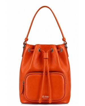 LA ROSE Leather Satchel Bag - Orange