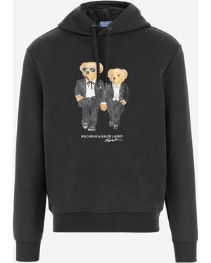 Polo Ralph Lauren Cotton Blend Sweatshirt With Polo Bear Print - Black