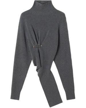 Lanvin Asymmetrischer Pullover Mit Sicherheitsnadel - Grau