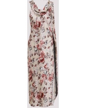 Acne Studios Kleedjes ,Veelkleurig ,Jurk Met Gedrapeerde Bloemenprint - Bruin