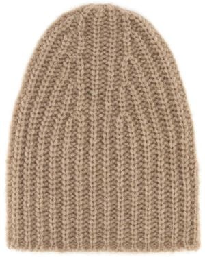 The Row Cappuccino Cashmere Beanie Hat - Natural