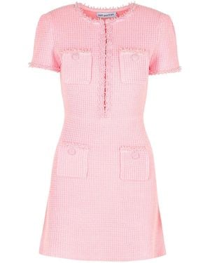 Self-Portrait Zelfportret 'waffle' Roze Polyester Blendjurk
