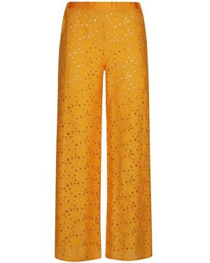 Feel me fab Voel Me Fab Tartana Wide Leg Broek - Oranje