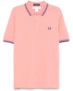 Comme des Garçons Coral Polo Shirt With Slogan Print - Pink