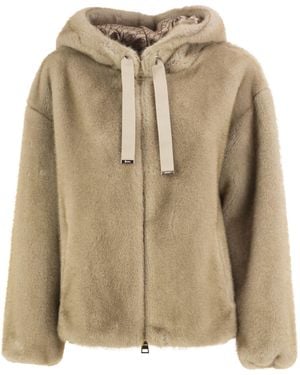 Herno Faux Fur Hooded Jacket - Natural
