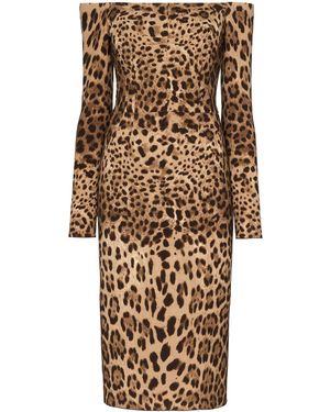 Dolce & Gabbana Leopardenmuster off-shoulder kleid - Natur