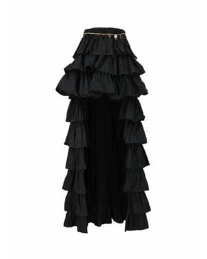Elisabetta Franchi Ruffled High-Low Chain Detail Skirt - Black