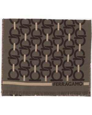 Ferragamo Wool Scarf With Hooks - Metallic