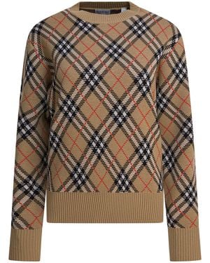 Burberry Wool Blend Crew Neck Jumper - Brown