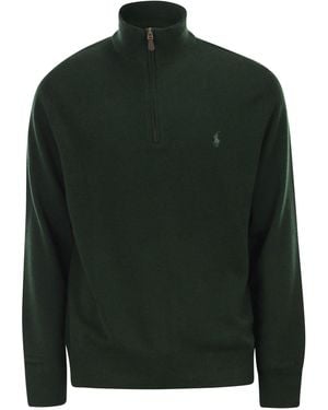 Polo Ralph Lauren Wollpullover mit halbem Reißverschluss - Grün