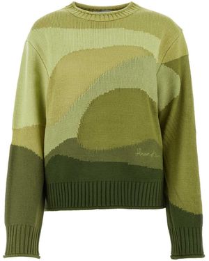 House Of Sunny Acrylic The Eden Landscape Jumper - Green