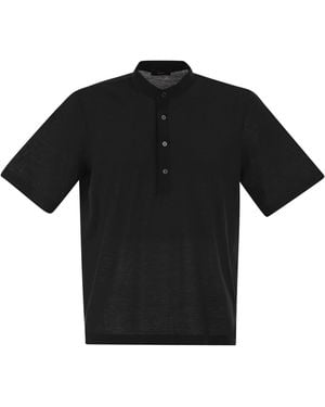 Herno Jersey-Poloshirt mit Seraph-Kragen - Schwarz
