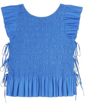 Ganni Round Neck Top - Blue